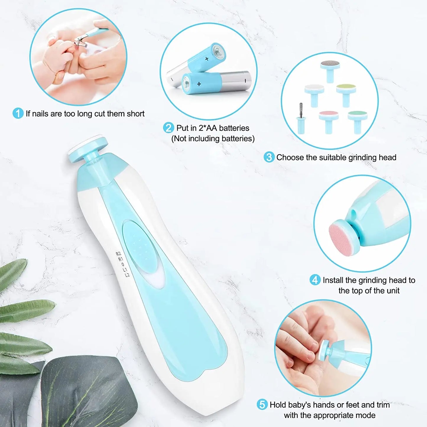 Electric Baby Nail Trimmer with LED Light | Quiet Safe Nail Care Set