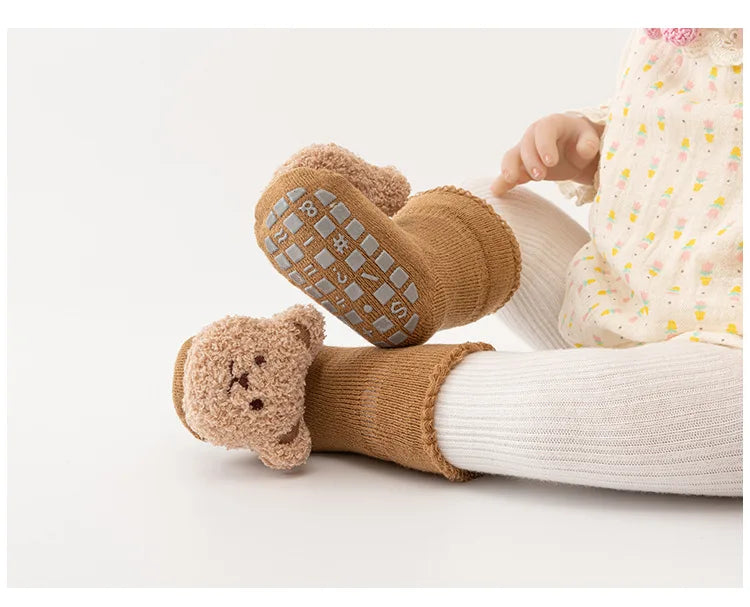Cartoon Bear Baby Socks | Soft Non Slip Cotton Winter Sock