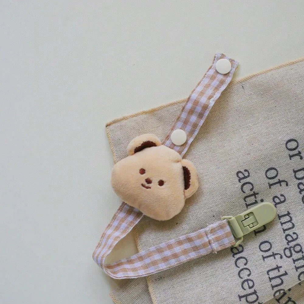 Bear Pacifier Clip – Soft Cotton Soother Holder for Babies
