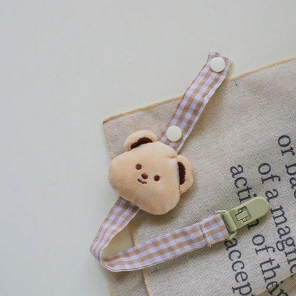 Bear Pacifier Clip – Soft Cotton Soother Holder for Babies