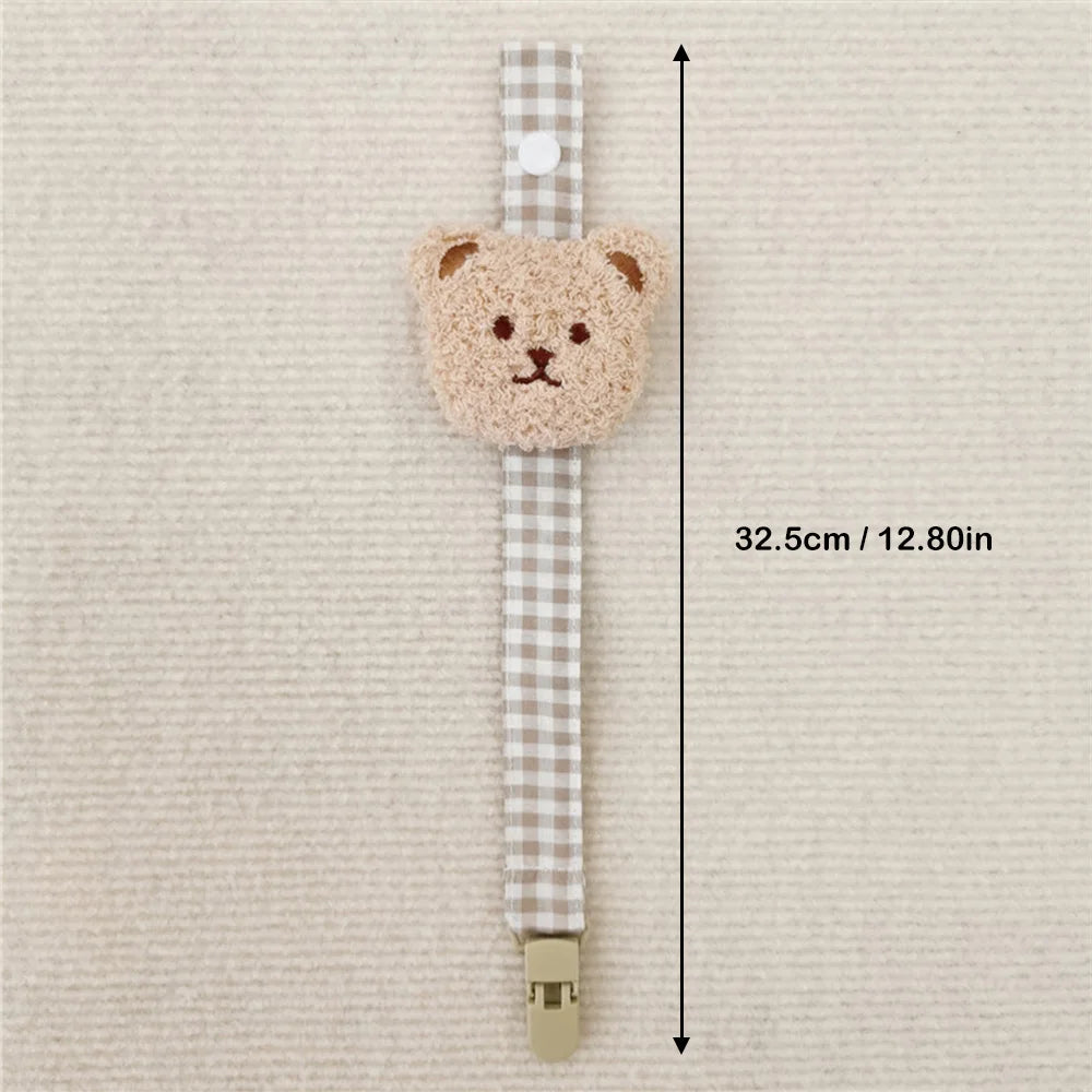 Bear Pacifier Clip – Soft Cotton Soother Holder for Babies