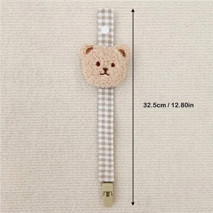 Bear Pacifier Clip – Soft Cotton Soother Holder for Babies