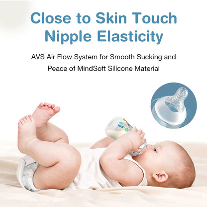 Baby Bottle with Gravity Ball and Handles | Wide Mouth Anti Spill Feeding Bottle