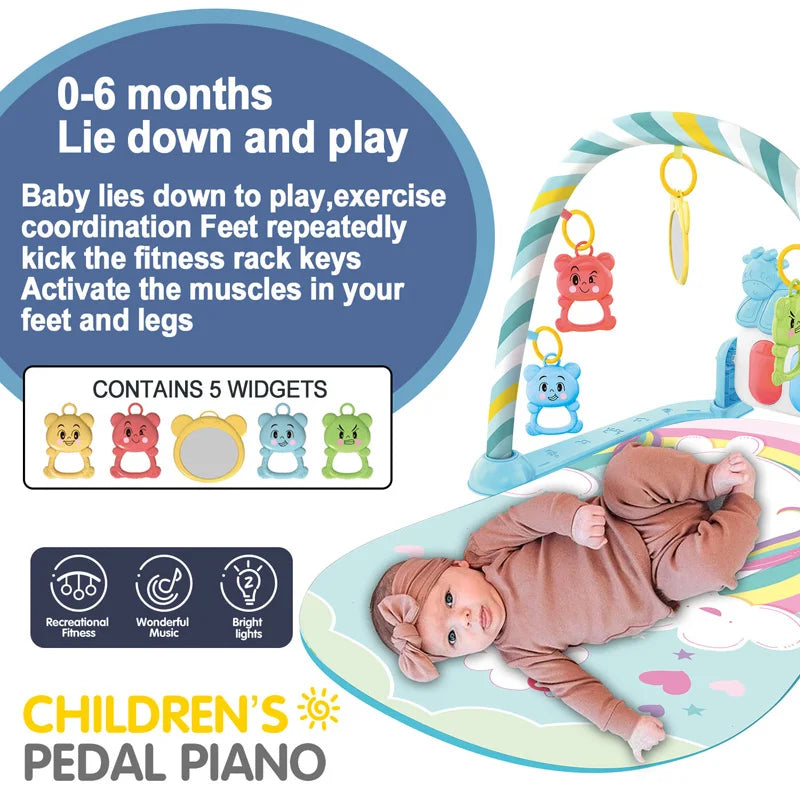 Baby Piano Play Gym Mat | Musical Activity Center for Tummy Time and Crawling