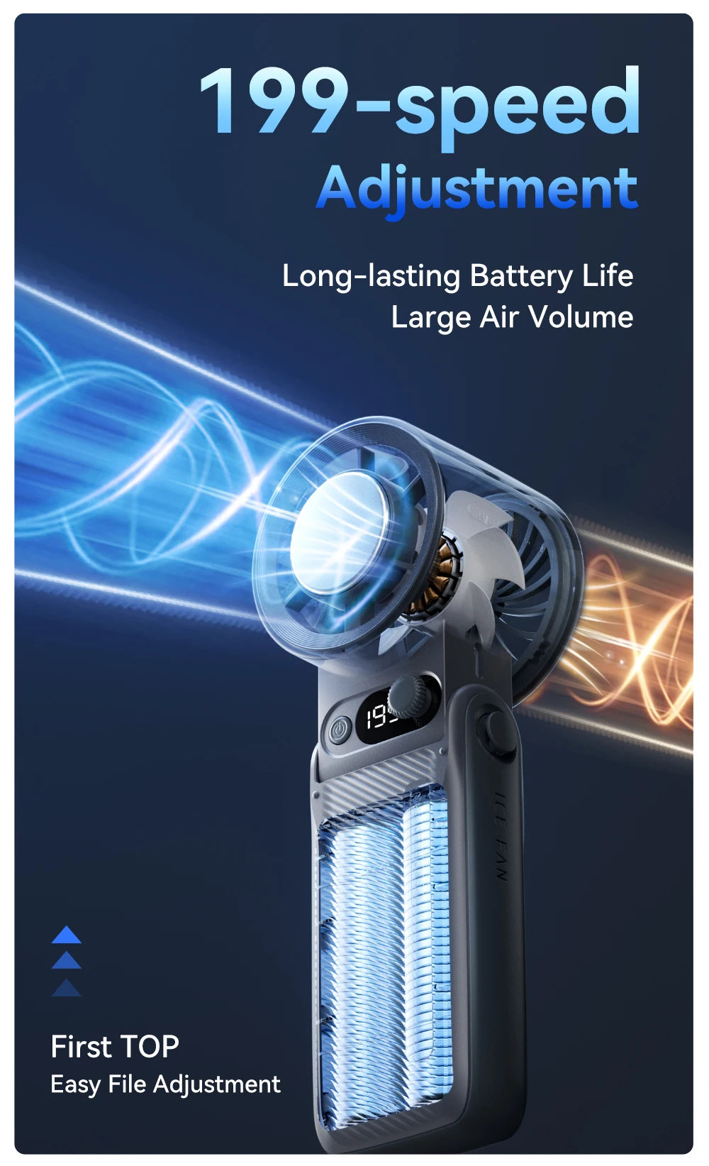 Portable Turbo Handheld Fan | Adjustable Strong Wind with LED Display (8000mAh)