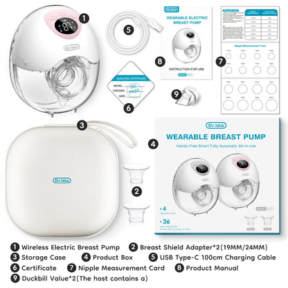 MAMIJOY EB50 Wearable Electric Breast Pump 4 Modes 36 Suction Levels Silent Hands Free Gift Dust-proof＆Travel bag＆19/24mm Flange