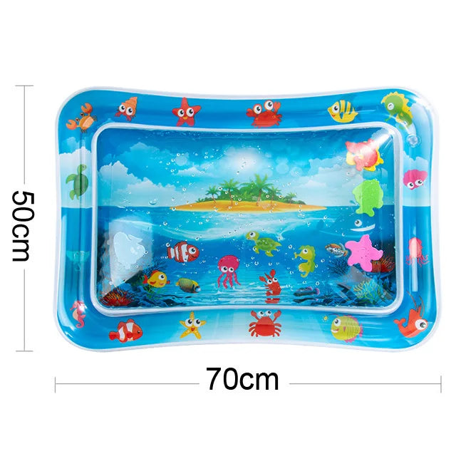 Sea Life Mat 2 baby water play mat with colorful sea animals and island design, 70x50cm.