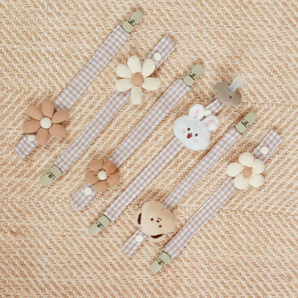 Bear Pacifier Clip – Soft Cotton Soother Holder for Babies