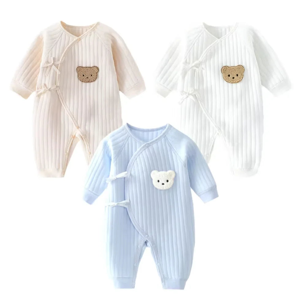 Somenie Boys Girls Bodysuit Newborn Winter Onesie Clothes Cotton Toddler Home Wear  0-6M Thickened Spring and Autumn Clothing