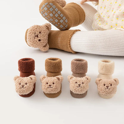 Cartoon Bear Baby Socks | Soft Non Slip Cotton Winter Sock