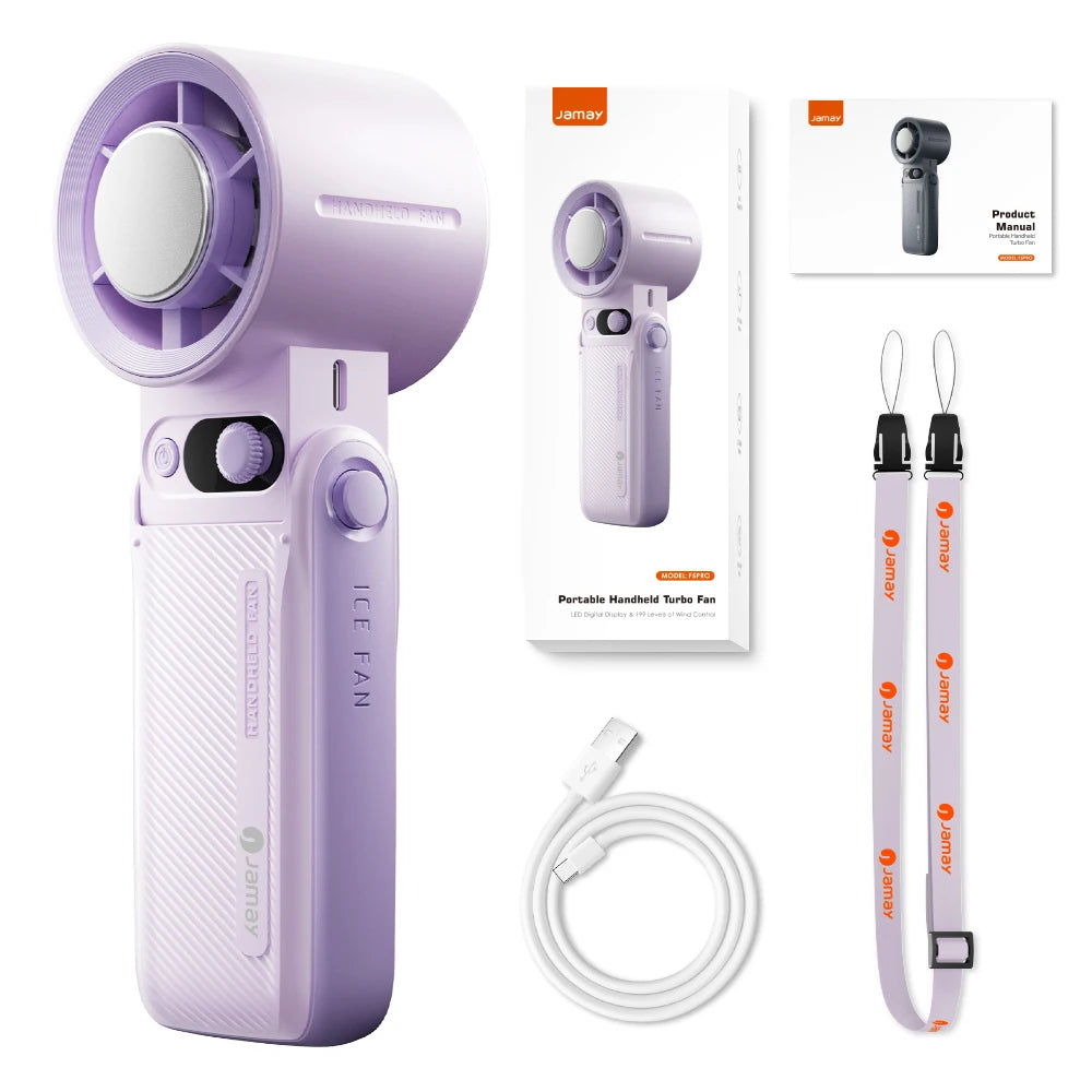 Portable Turbo Handheld Fan | Adjustable Strong Wind with LED Display (8000mAh)