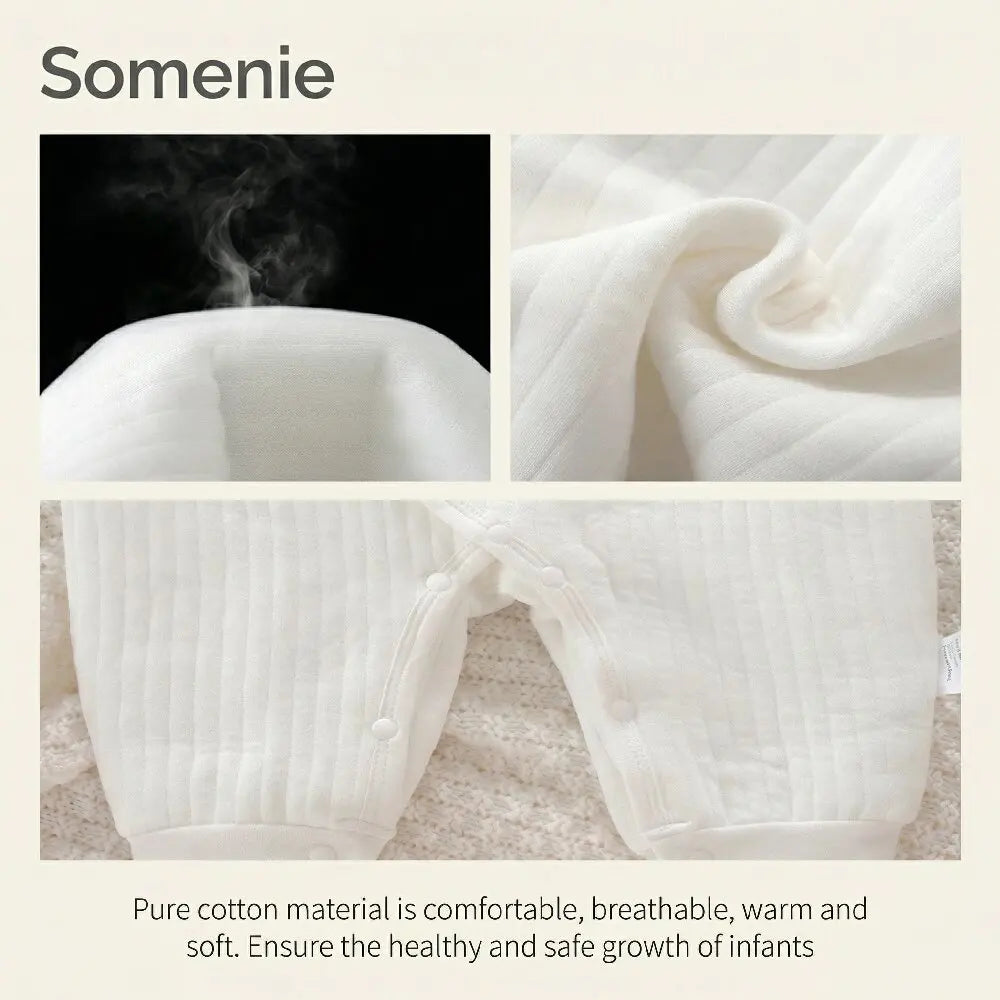 Somenie Boys Girls Bodysuit Newborn Winter Onesie Clothes Cotton Toddler Home Wear  0-6M Thickened Spring and Autumn Clothing