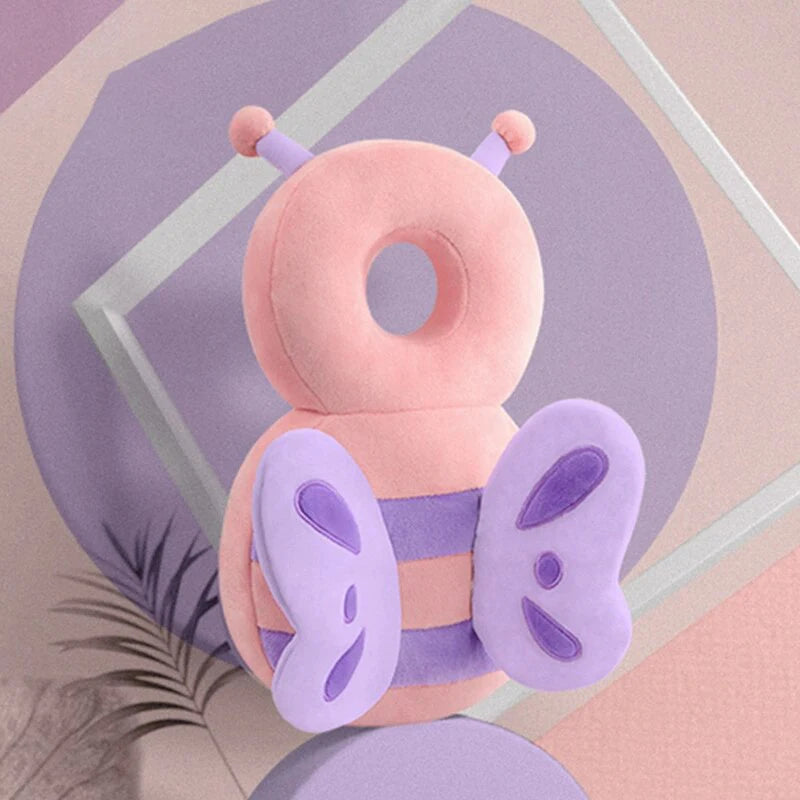 Plush Butterfly baby head protection pillow backpack with soft plush fabric and butterfly wings.