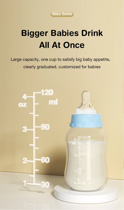 Baby Bottle with Gravity Ball and Handles | Wide Mouth Anti Spill Feeding Bottle