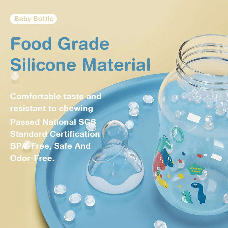 Baby Bottle with Gravity Ball and Handles | Wide Mouth Anti Spill Feeding Bottle