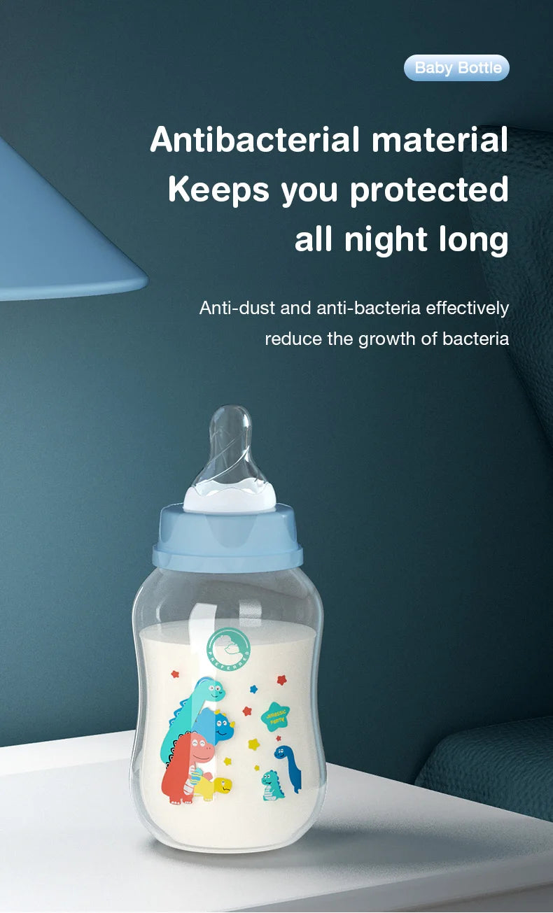 Baby Bottle with Gravity Ball and Handles | Wide Mouth Anti Spill Feeding Bottle