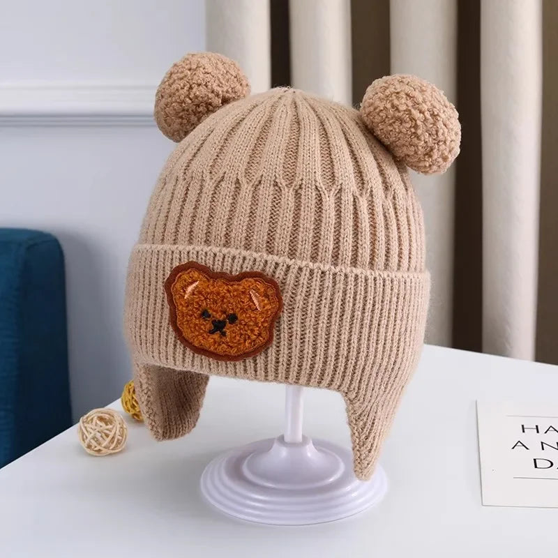 Knitted Baby Winter Hat with Bear Ears | Warm Cozy Beanie for Toddlers