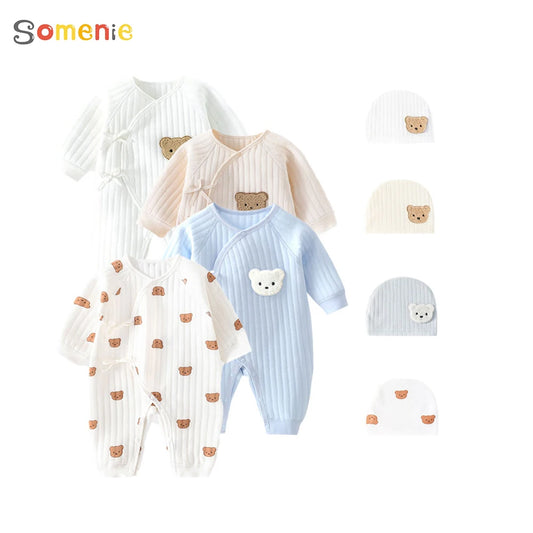 Somenie Boys Girls Bodysuit Newborn Winter Onesie Clothes Cotton Toddler Home Wear  0-6M Thickened Spring and Autumn Clothing