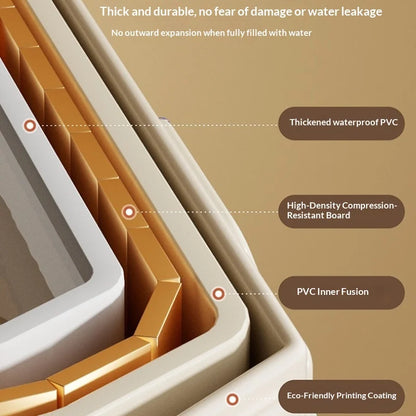 Cross-section of foldable baby bathtub walls showing layered construction materials.