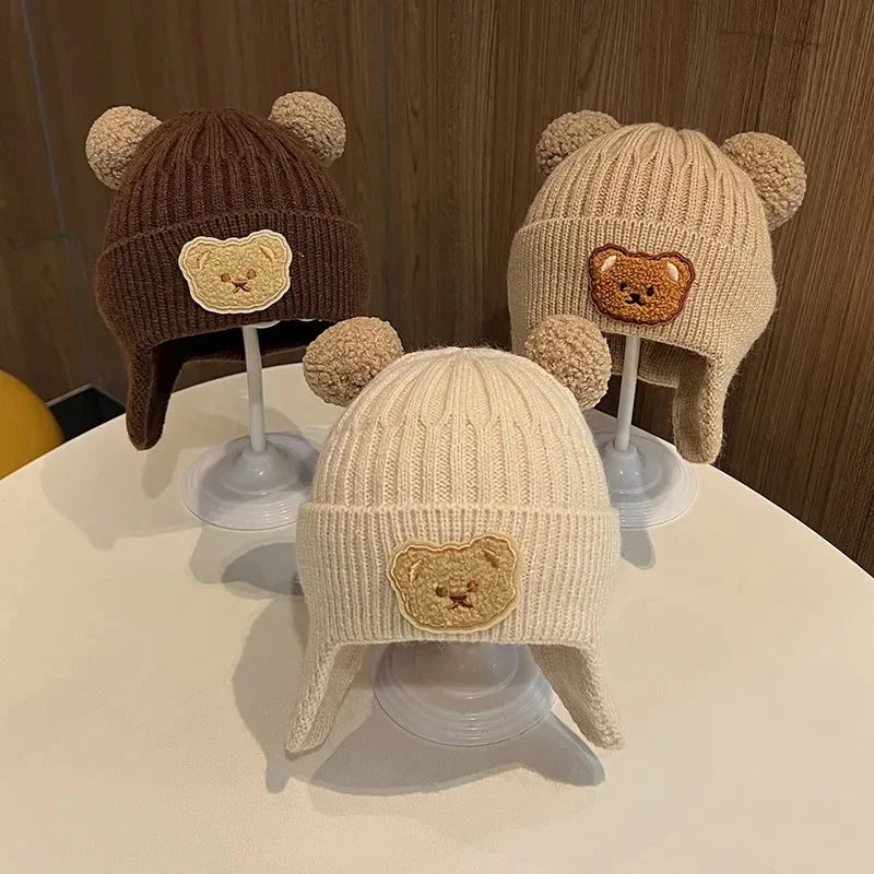 Knitted Baby Winter Hat with Bear Ears | Warm Cozy Beanie for Toddlers