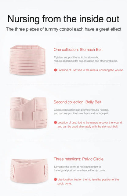 3 in 1 Postpartum Belly Band Wrap | Waist and Pelvic Support Recovery Belt
