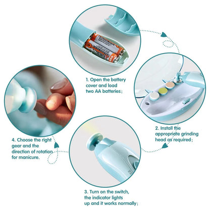 Electric Baby Nail Trimmer with LED Light | Quiet Safe Nail Care Set