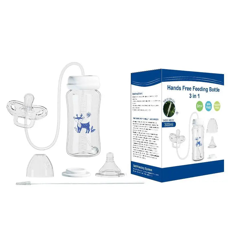 3-in-1 Gravity Ball Baby Bottle – Hands-Free Wide Neck Feeding System (300ML)