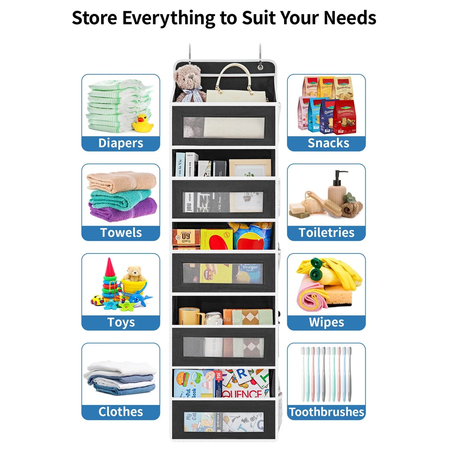 5-Shelf Over-the-Door Hanging Organizer – Large Capacity Storage Rack