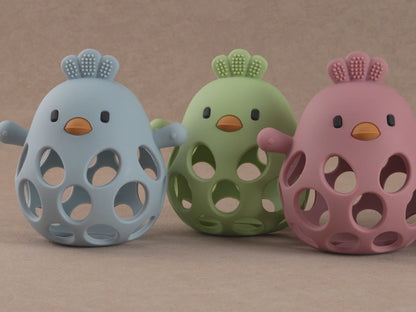 Silicone Baby Teether Rattle | Montessori Grip Toy for Sensory Play