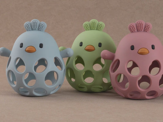 Silicone Baby Teether Rattle | Montessori Grip Toy for Sensory Play